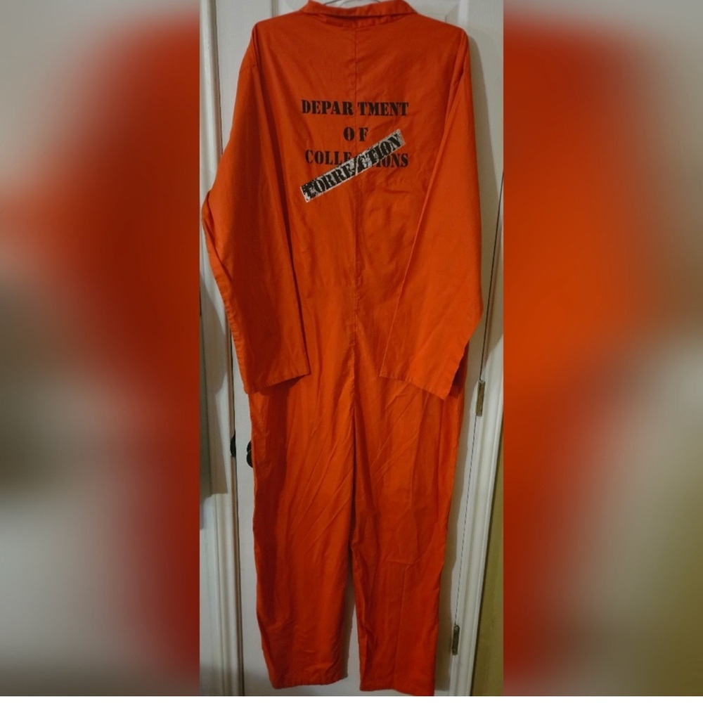Orange Jumpsuit with Printed Text